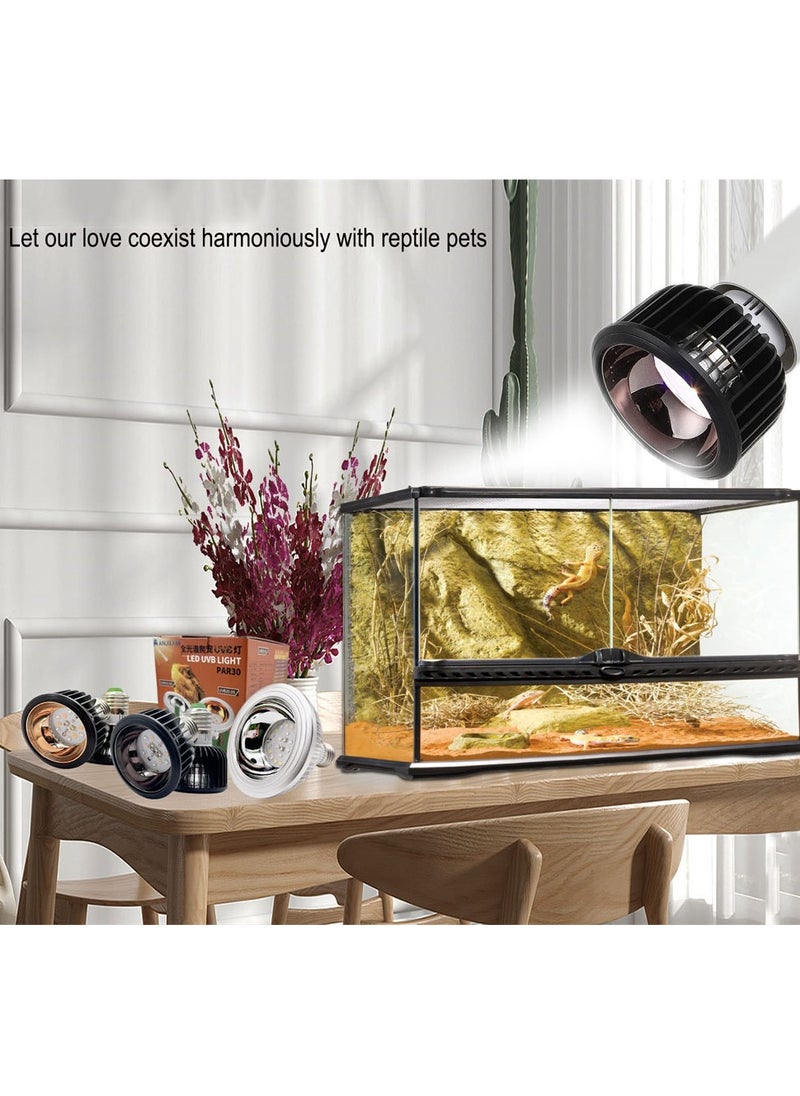 UVA UVB Reptile Light Bulb, LED Ultra High Output UVA UVB 15.0 Bulb Reflection 6 Watts, Reptile Heat Bulbs for Reptiles, Amphibian, Chicken, Dog, Cat (Black)