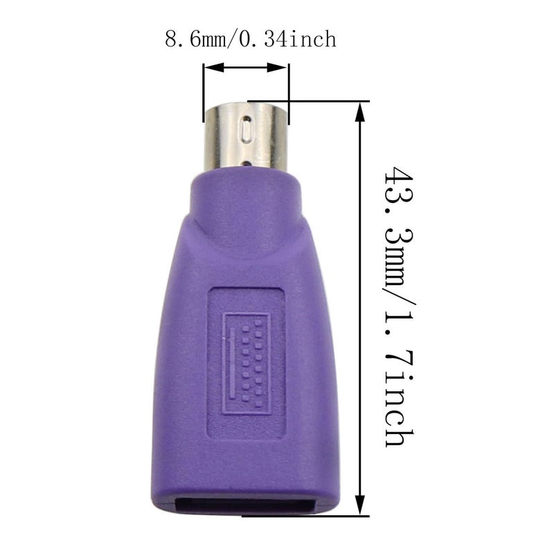 ZZHXSM محول ZZHXSM USB إلى PS2 2PCS موصل USB أنثوي إلى PS/2 ذكر باللون الأرجواني لمحول الفأرة ولوحة المفاتيح وماسح الباركود - Image 2