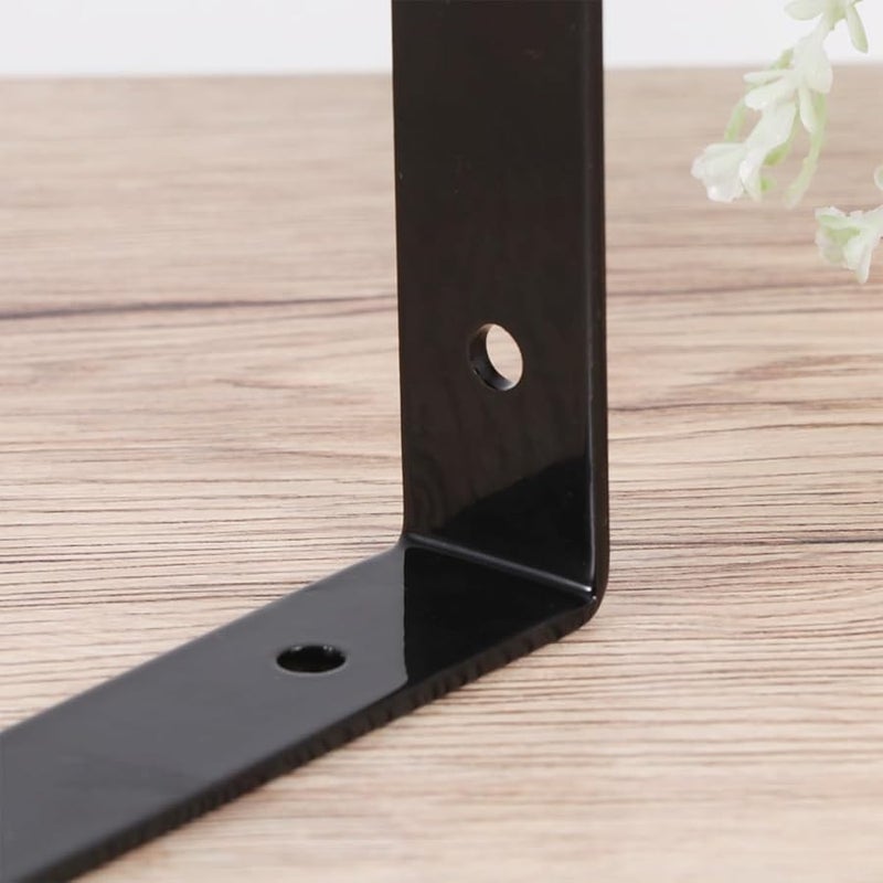 2Pcs Heavy Duty Black Metal Triangle Brackets For Floating Shelves Wall Mount - Image 3