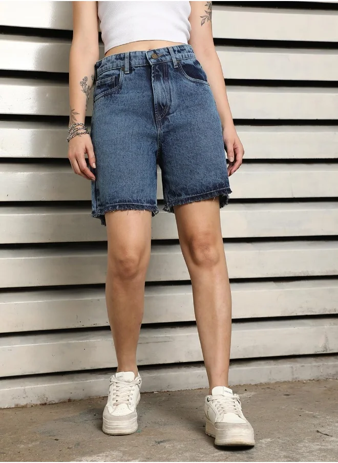 HIGH STAR Women’s Regular Bermuda Indigo Shorts – Comfortable and Stylish