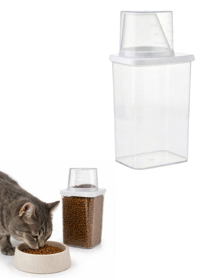 Cat Food Storage Container with Lid 870ML – Portable Pet Food Jar for Dogs, Cats, and Birds – Airtight Container with Large Spout & Measuring Cup – Ideal for Indoor & Outdoor Feeding - Image 1