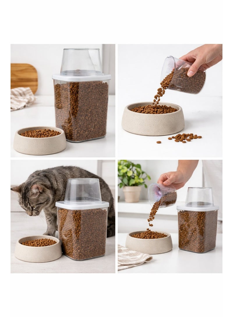 Cat Food Storage Container with Lid 870ML – Portable Pet Food Jar for Dogs, Cats, and Birds – Airtight Container with Large Spout & Measuring Cup – Ideal for Indoor & Outdoor Feeding - Image 2