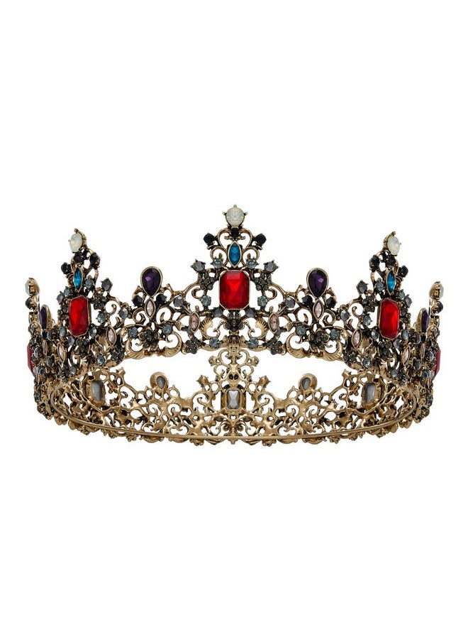 SWEETV Jeweled Baroque Queen Crown Rhinestone Wedding Tiaras And Crowns For Women Black Costume Party Hair Accessories With Ruby Victoria  - Image 1