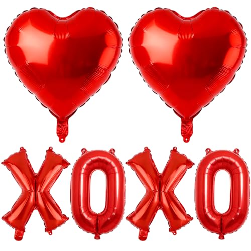 Lxzyu XOXO Balloons Valentine Balloons 16 Inch Mylar Balloons Red Heart Balloon Heart Shaped Balloon Valentines Day Decorations for Photo Props Bridal Galentines Day Valentines Party Decorations - Image 1