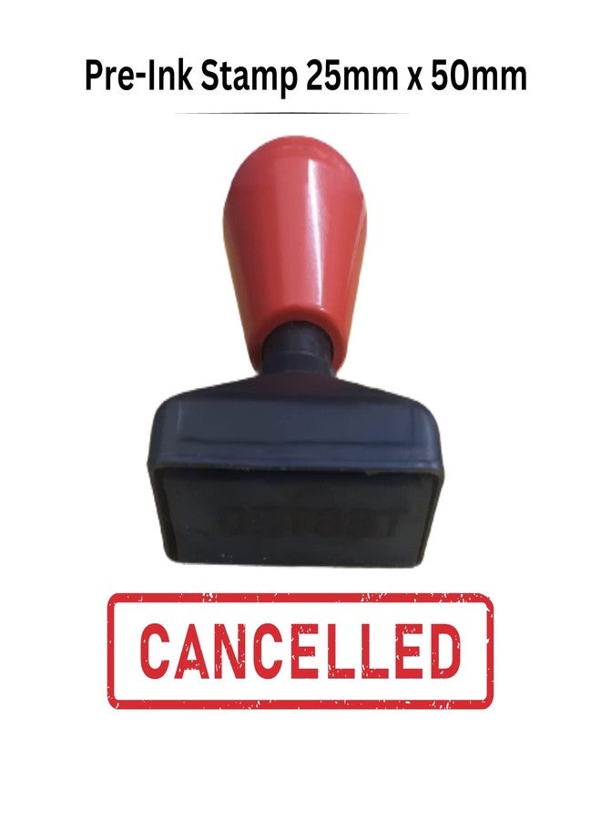 Monotech Enterprises Pre Ink Rubber Stamp with Message - Cancelled (Red) - Image 1