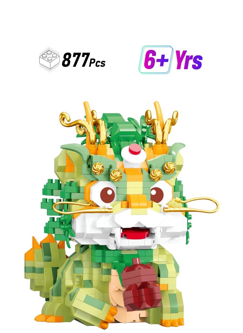SYOSI Auspicious Dragon 2024 Building Set for Adults，Small Cute Animals Lion Dance Auspicious Lunar New Year Home Decor,STEM Educational Toys Theme for Kid Boy Girl Adult 877 Pcs  - Image 1