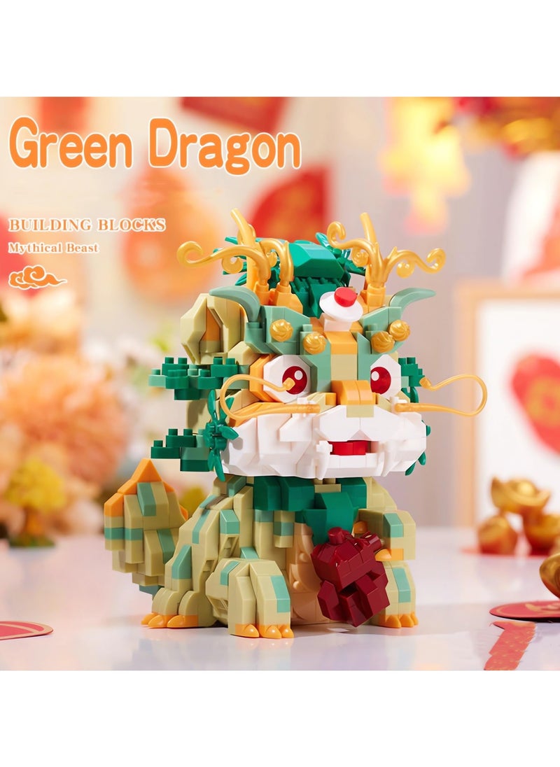 SYOSI Auspicious Dragon 2024 Building Set for Adults，Small Cute Animals Lion Dance Auspicious Lunar New Year Home Decor,STEM Educational Toys Theme for Kid Boy Girl Adult 877 Pcs  - Image 2