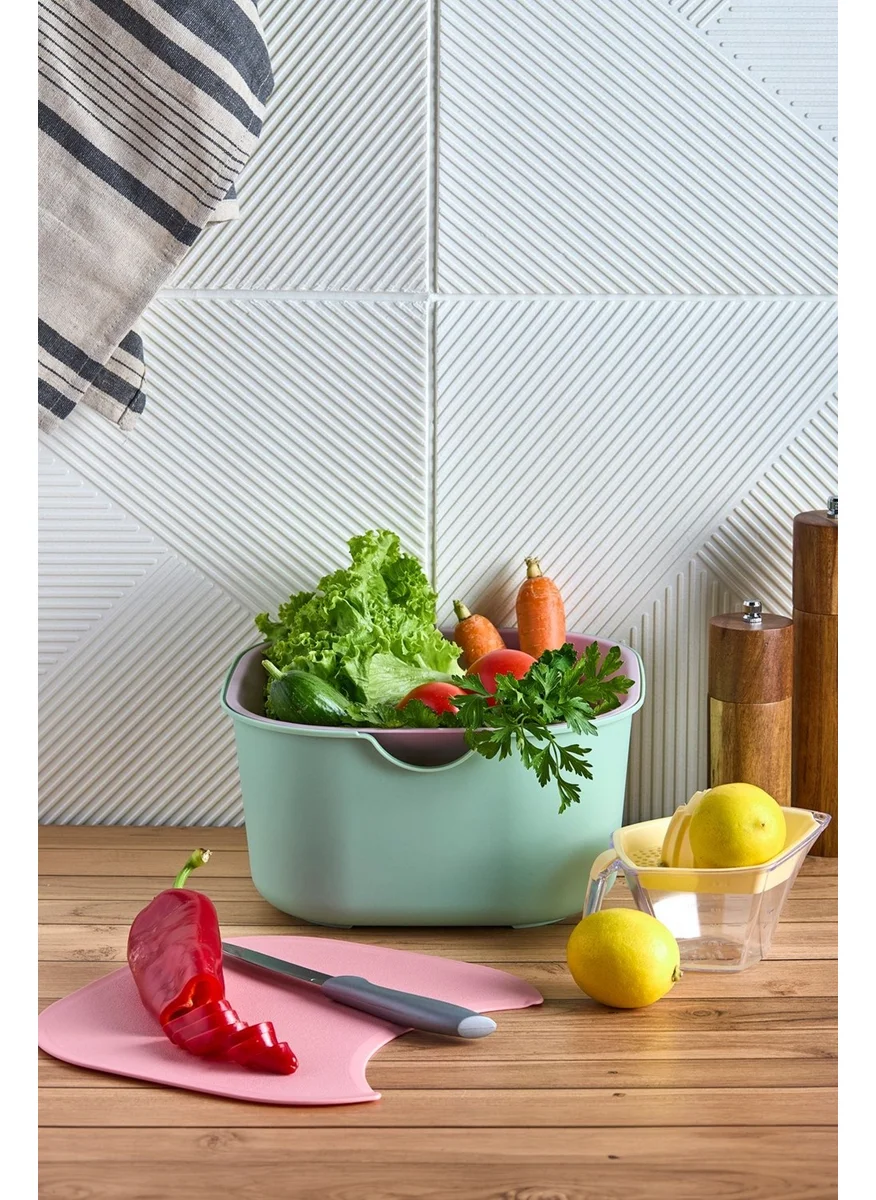 Kitchen Life 5-Piece Aura Square Professional Multi-Purpose Preparation Set Mixing Bowl Strainer Lemon Jug Cutting Board