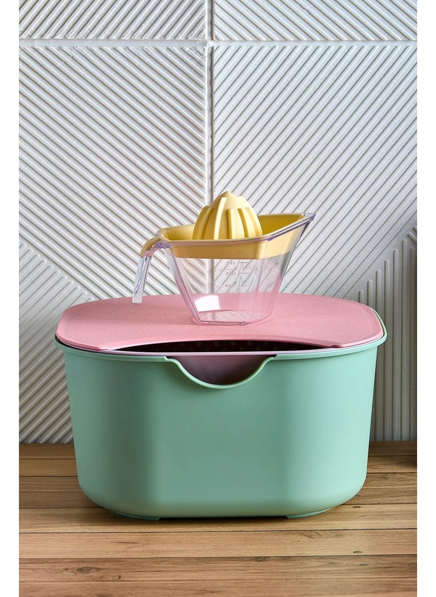 Kitchen Life 5-Piece Aura Square Professional Multi-Purpose Preparation Set Mixing Bowl Strainer Lemon Jug Cutting Board