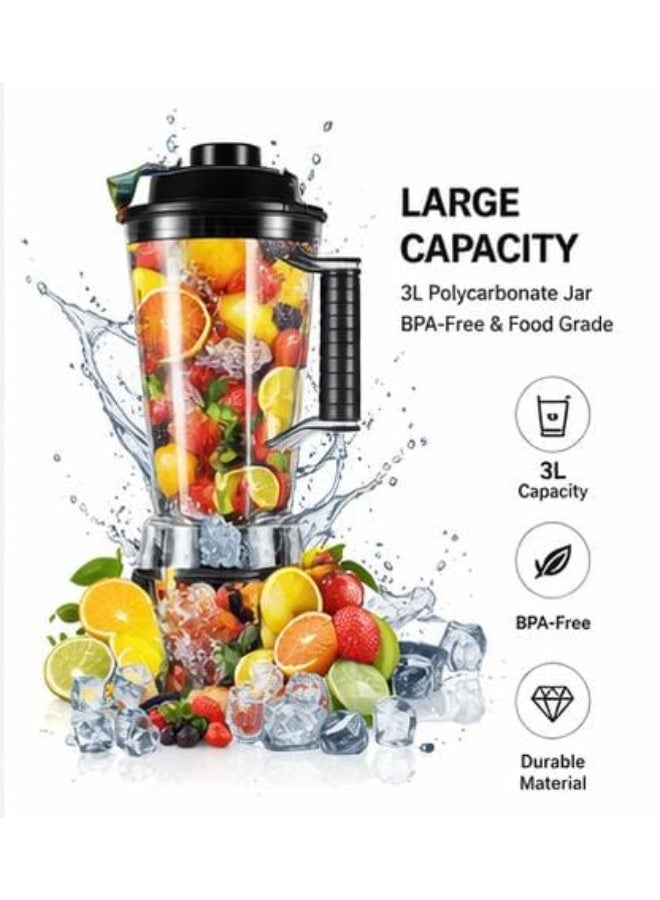 Seven CREST High Power Blender 12000W 3L Large Capacity 8 Stainless Steel Blades 32000RPM Professional Mixer Grinder Smoothie Maker Ice Crushing Kitchen Blender - Image 2