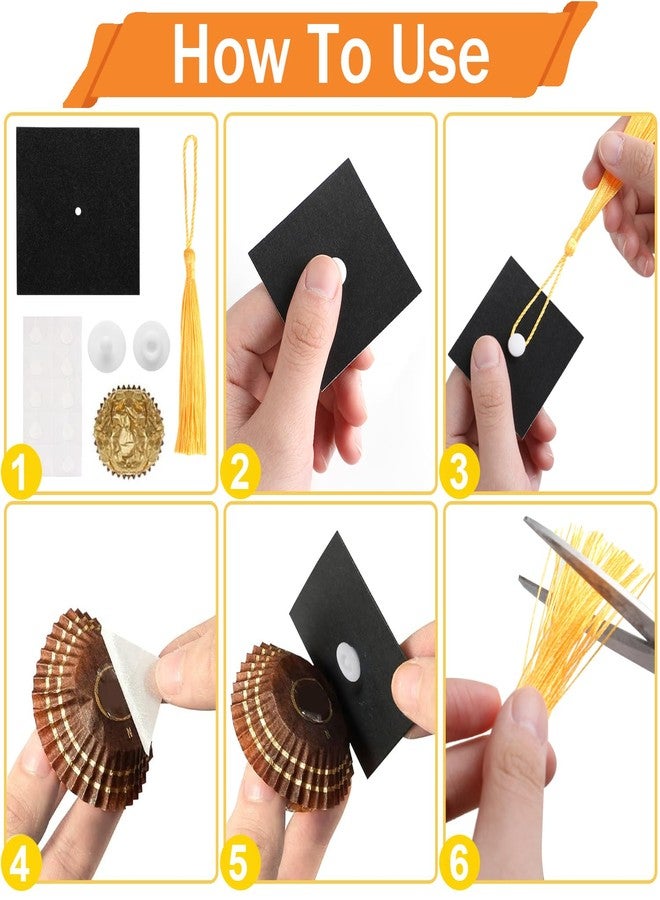 JOFONY 50PCS Graduation Cap Chocolate Decoration,Graduation Decoration Mini Cap with Tassel Suitable for Graduates 2026 Party Chocolate Candy Set - Image 3