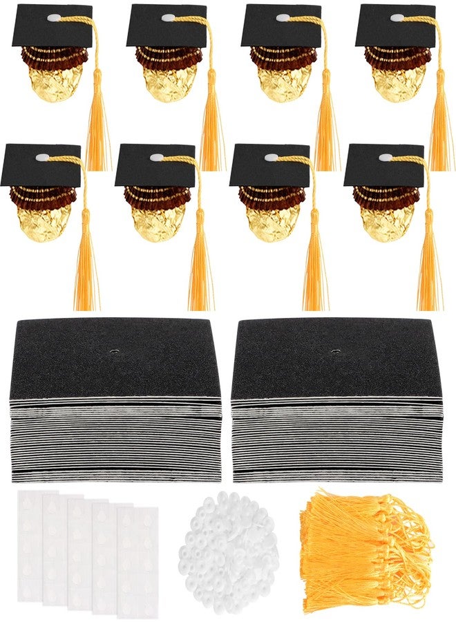 JOFONY 50PCS Graduation Cap Chocolate Decoration,Graduation Decoration Mini Cap with Tassel Suitable for Graduates 2026 Party Chocolate Candy Set - Image 1