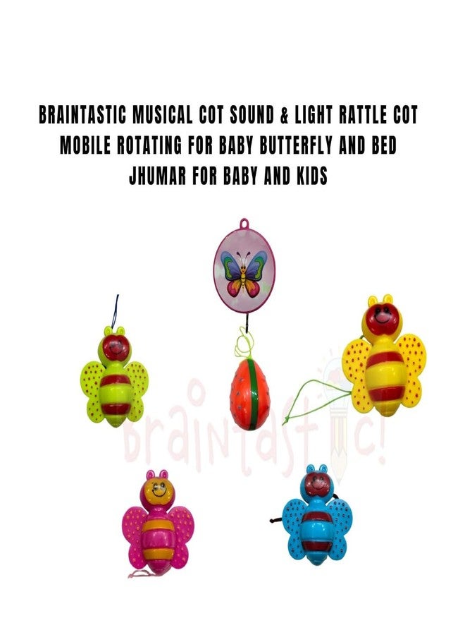 Braintastic حلقة سرير موسيقية تعمل بالزنبرك من برينتاستيك مع فراشات متدلية ودوارة تصدر خشخشة، موسيقى هادئة تساعد على النوم بسلام للأطفال من عمر 0 إلى سنتين - Image 2