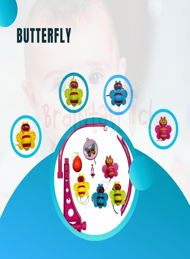 Braintastic حلقة سرير موسيقية تعمل بالزنبرك من برينتاستيك مع فراشات متدلية ودوارة تصدر خشخشة، موسيقى هادئة تساعد على النوم بسلام للأطفال من عمر 0 إلى سنتين - Image 5