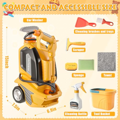 Arrowbash Kids Pressure Washer Clean Car Wash Power Washer with Cleaning Kit Manual Pressure Adjustable Water Gun Spray Pretend Tools Role Playing Cleaning Birthdays Gift for Boys Girls - Image 5