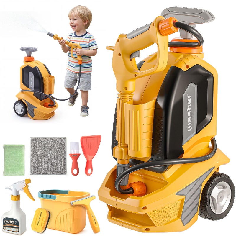 Arrowbash Kids Pressure Washer Clean Car Wash Power Washer with Cleaning Kit Manual Pressure Adjustable Water Gun Spray Pretend Tools Role Playing Cleaning Birthdays Gift for Boys Girls - Image 3