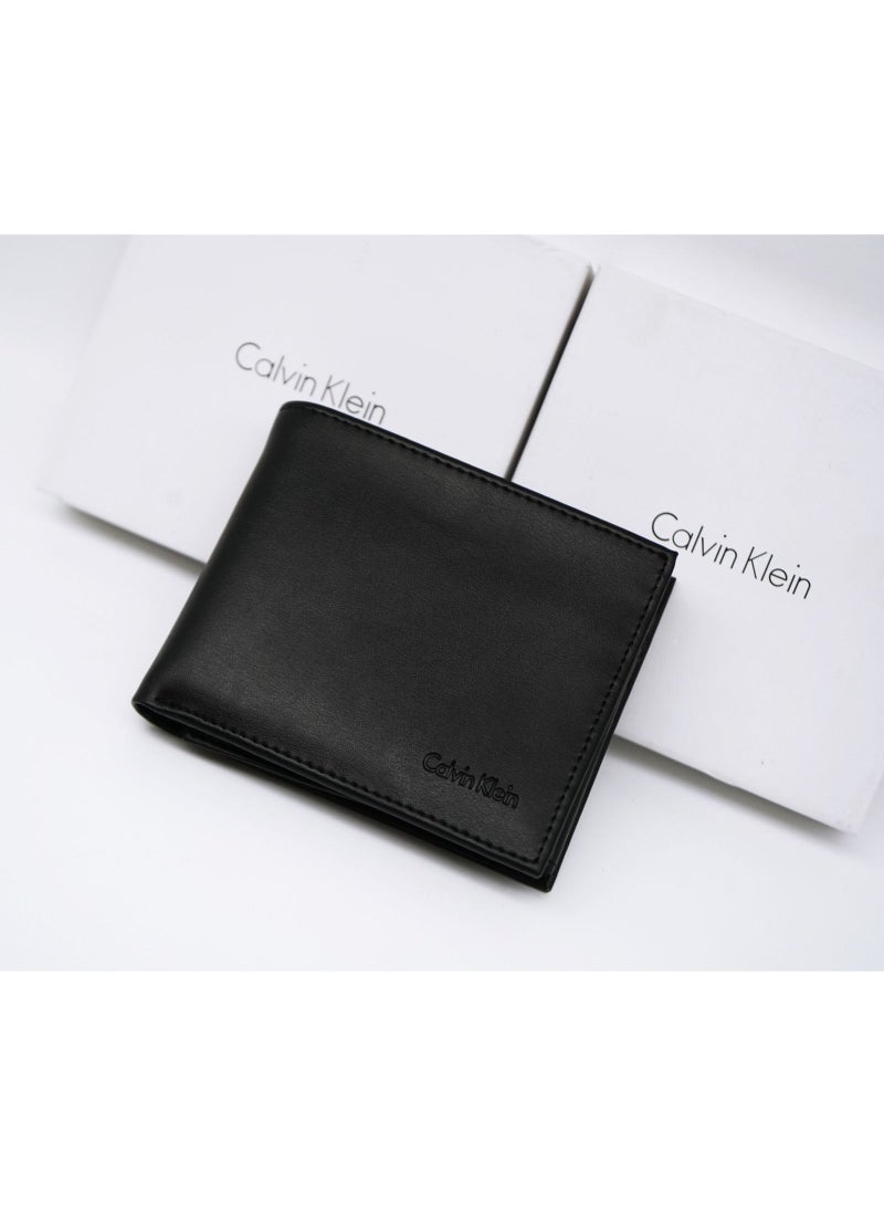 Calvin Klein Jeans Men's Genuine Leather Bi-Fold Wallet Black T8WE1.26