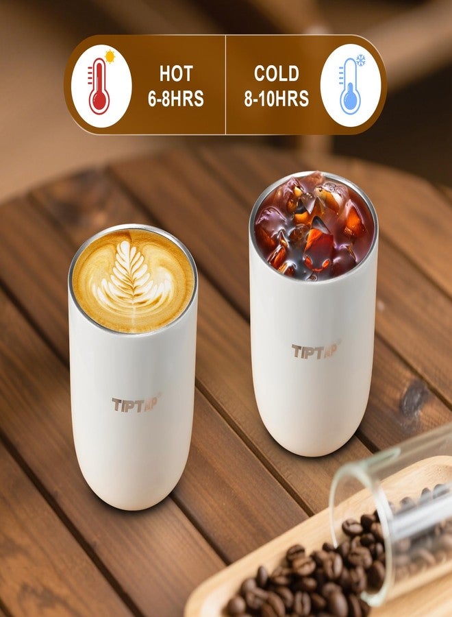 TIPTAP 12oz/350ml Stainless Steel Vacuum Insulated Tumbler, Coffee Travel Mug Spill Proof with Lid, Thermos Cup for Keep Hot/Ice Coffee, Chocolate, Tea and More (White) - Image 4
