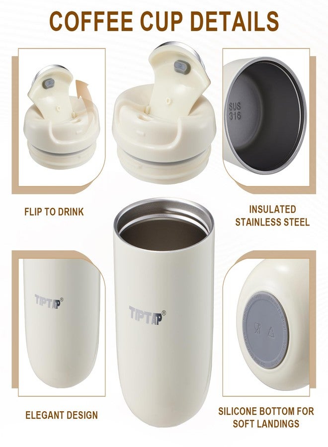 TIPTAP 12oz/350ml Stainless Steel Vacuum Insulated Tumbler, Coffee Travel Mug Spill Proof with Lid, Thermos Cup for Keep Hot/Ice Coffee, Chocolate, Tea and More (White) - Image 3