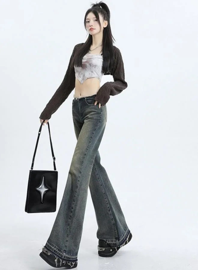 YUNIQEE Blue Flared Mid-Rise Light Fade Denim Jeans
