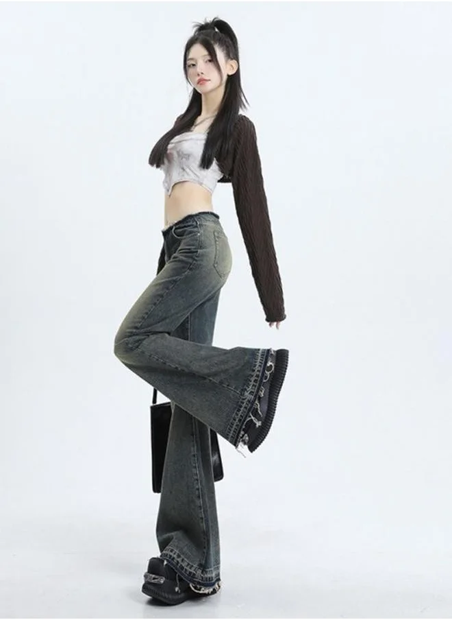 YUNIQEE Blue Flared Mid-Rise Light Fade Denim Jeans