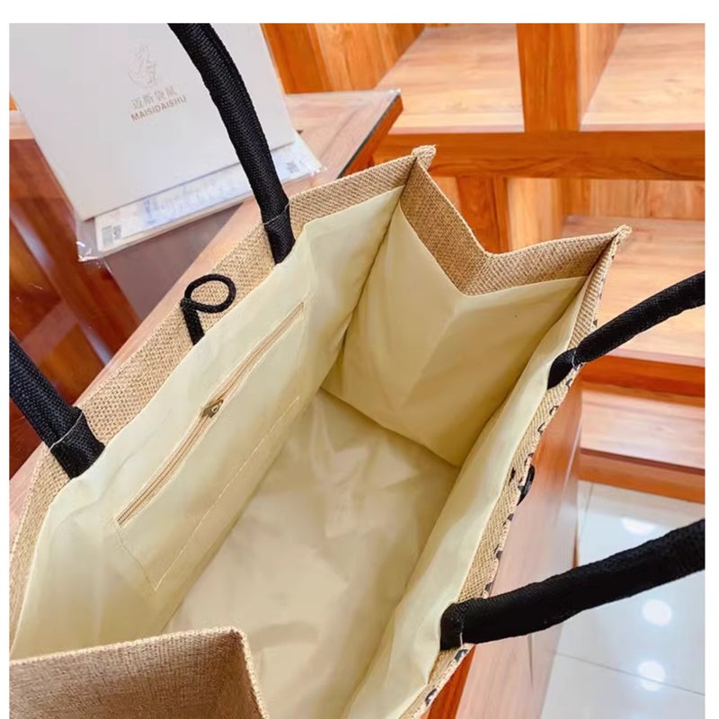 Vintage Linen Tote Bag Handbag Women'S Thickened Canvas Bag Simple Work Small Bag Lunch Box Bag - Image 3