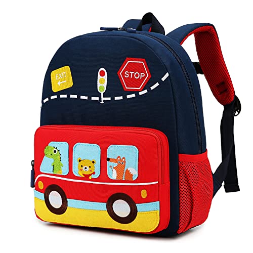 willikiva Car Dinosaur Kids Toddler Backpack for Boys and Girls Children Waterproof Preschool Bag(Red Music Party) - Image 1