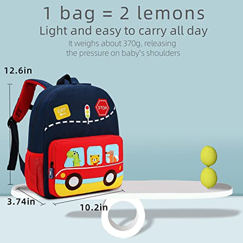willikiva Car Dinosaur Kids Toddler Backpack for Boys and Girls Children Waterproof Preschool Bag(Red Music Party) - Image 3