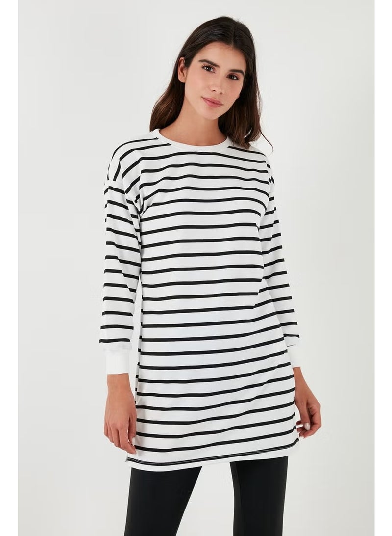 Lela Modest Striped Cotton Regular Fit Crew Neck Tunic Women's Tunic 5865784 - Image 2