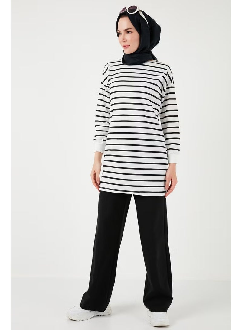 Lela Modest Striped Cotton Regular Fit Crew Neck Tunic Women's Tunic 5865784 - Image 5