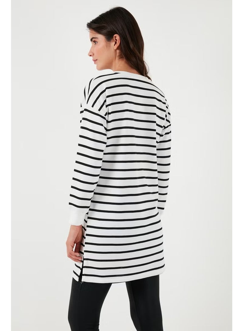 Lela Modest Striped Cotton Regular Fit Crew Neck Tunic Women's Tunic 5865784 - Image 4