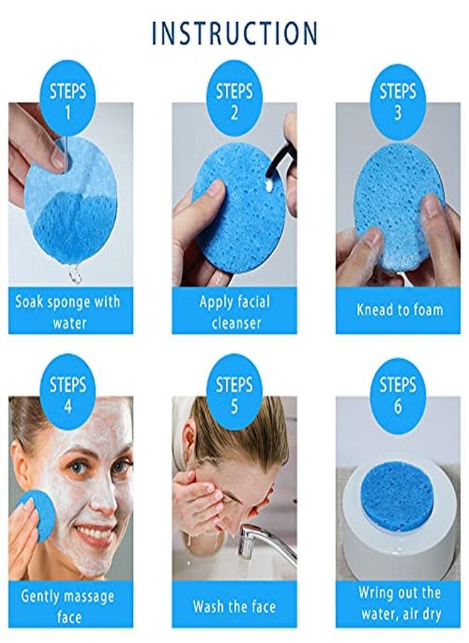 GAINWELL 5-Colored Natural Compressed Facial Sponges, For Facial Cleansing, Reusable & Eco-Friendly, 50 Pcs  - Image 3