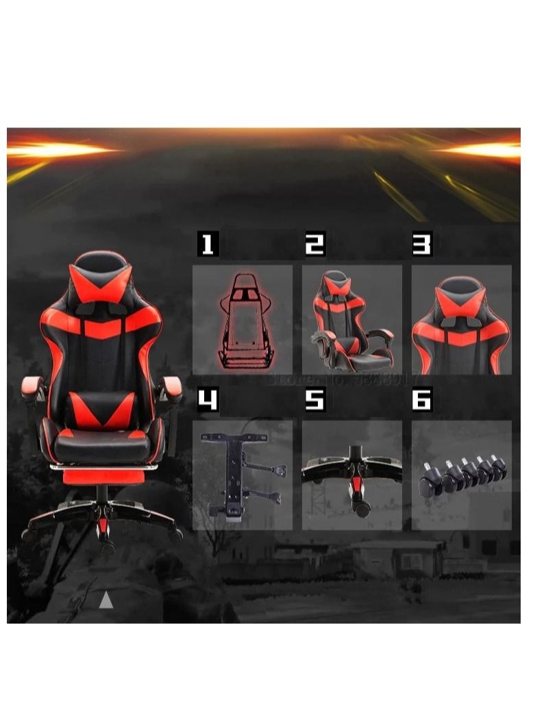 EMZJ PC Computer Gaming Chair  for Game Office Students Ergonomic Recliner Lumbar Back Headrest Pillow Support Pain Relief Armchair with FootRest - Image 5
