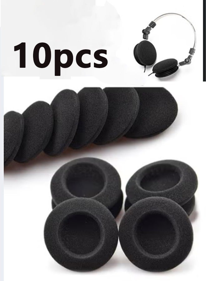 Geustos Foam Ear Pad Replacement Cushions Headphone Earphone Headset Disposable Sponge Covers 10 Pairs 60mm 2.4" Replacement Foam Ear Pud Earpads Sponge Cushion Covers Headset Black - Image 1