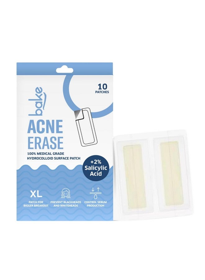 BAKE 2% Salicylic Acid Hydrocolloid Acne Absorbing (10 Patches) Surface Patch XL Pimple Patches for Blackheads Removal | Large Acne Erase Strips | Pore Cleansing & Reduces Whiteheads (10 Strips) - Image 1