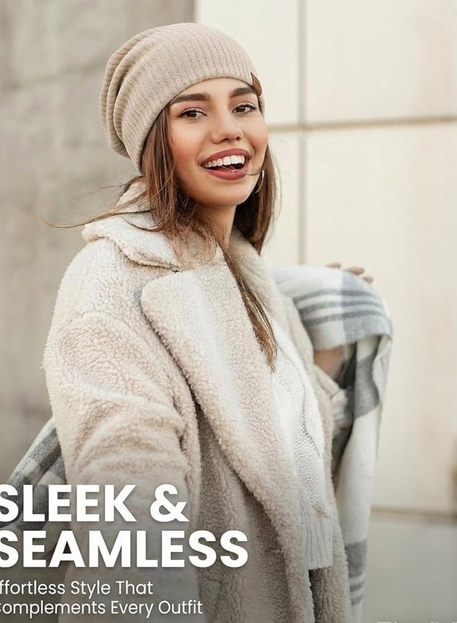 YANIKY Slouchy Beanie for Women Men, Soft Lightweight Skull Cap for All Seasons, White, One size - Image 2