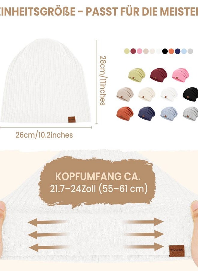YANIKY Slouchy Beanie for Women Men, Soft Lightweight Skull Cap for All Seasons, White, One size - Image 5