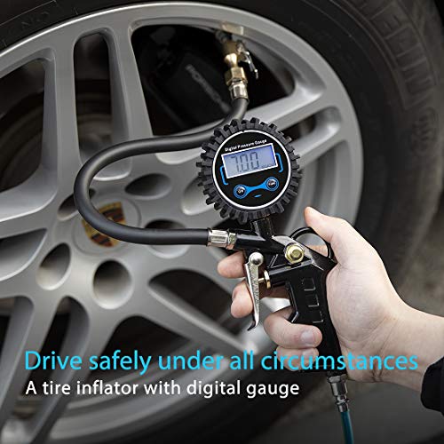 SPECSTAR 2 Pack Digital Tire Inflator with Pressure Gauge, Night Available 250 PSI Air Chuck and Compressor Accessories with Rubber Hose and Quick Connect Attachment for 0.1 Display Resolution - Image 2