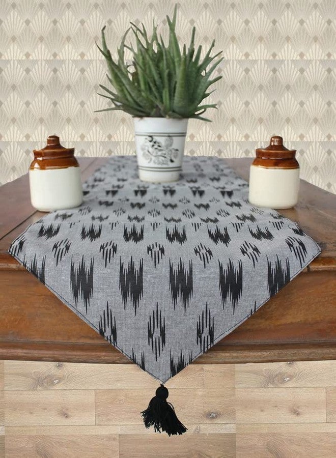 Dekor World 1 Piece Cotton Pochampaaly Weave Ikat Printed Collection Table Runner (Black,33x240 cm or 13x94 Inches or 8 Seater)-for Dining Room and Living Room - Image 1