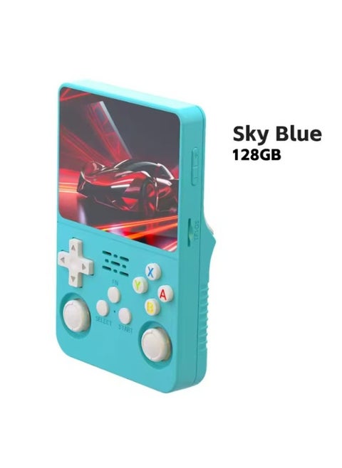 R36S Handheld Game Machine Retro Classic Arcade Handheld Game Mini Portable Charging Game Machine-Product Color:128G-Model:Sky Blue