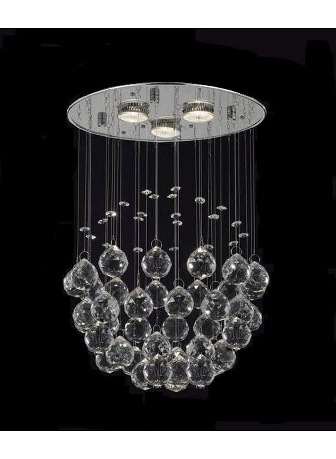 CRYSTA WORLD 4-Lights Modern Chandelier K9 Crystal Chandelier Light Fixture,Modern Flush Mount Ceiling Light Fixtures Raindrop Chandelier for Bedroom,Dining Room,Living Room,H18 x D12 - Image 1