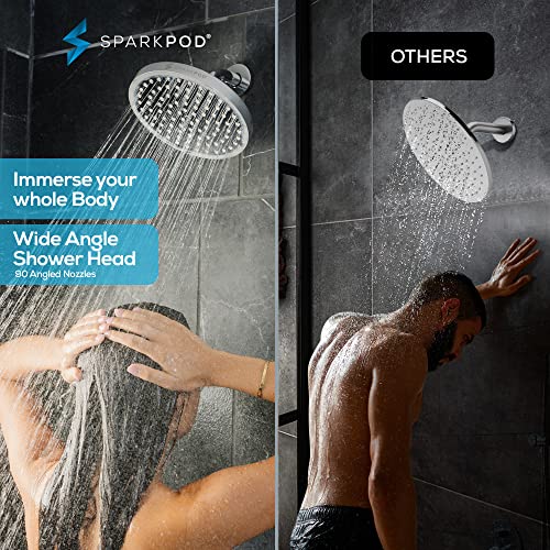 SparkPod Shower Head High Pressure Rain Premium Quality Luxury Design Easy Clean Adjustable Replacement for Your Bathroom Shower Heads Luxury Polished Chrome 8 Inch Round - Image 3