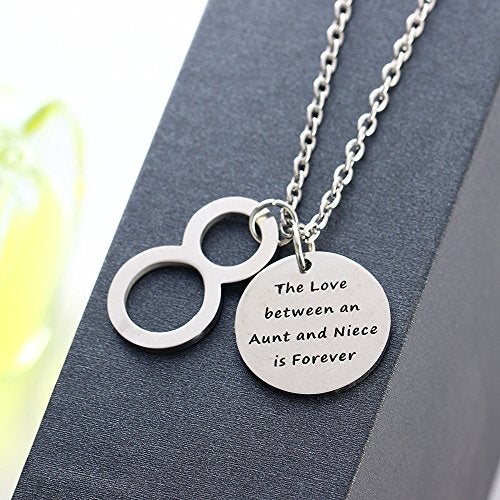 Meiligo Aunt Niece Gift Bracelet The love between an Aunt and Niece is forever Pendant Necklace Aunt Jewelry (Necklace) - Image 3