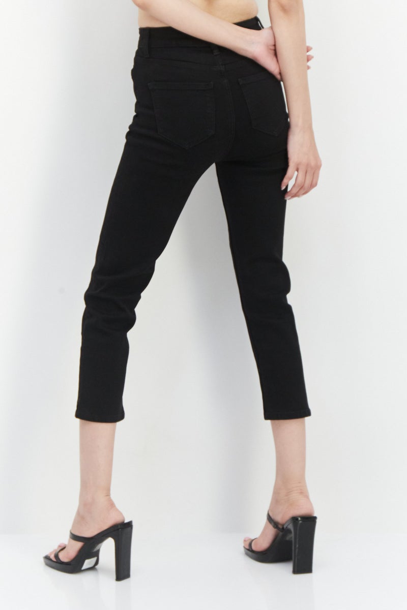 M.S Collection Women Skinny Fit Plain Non-Stretchable Jeans, Black - Image 2