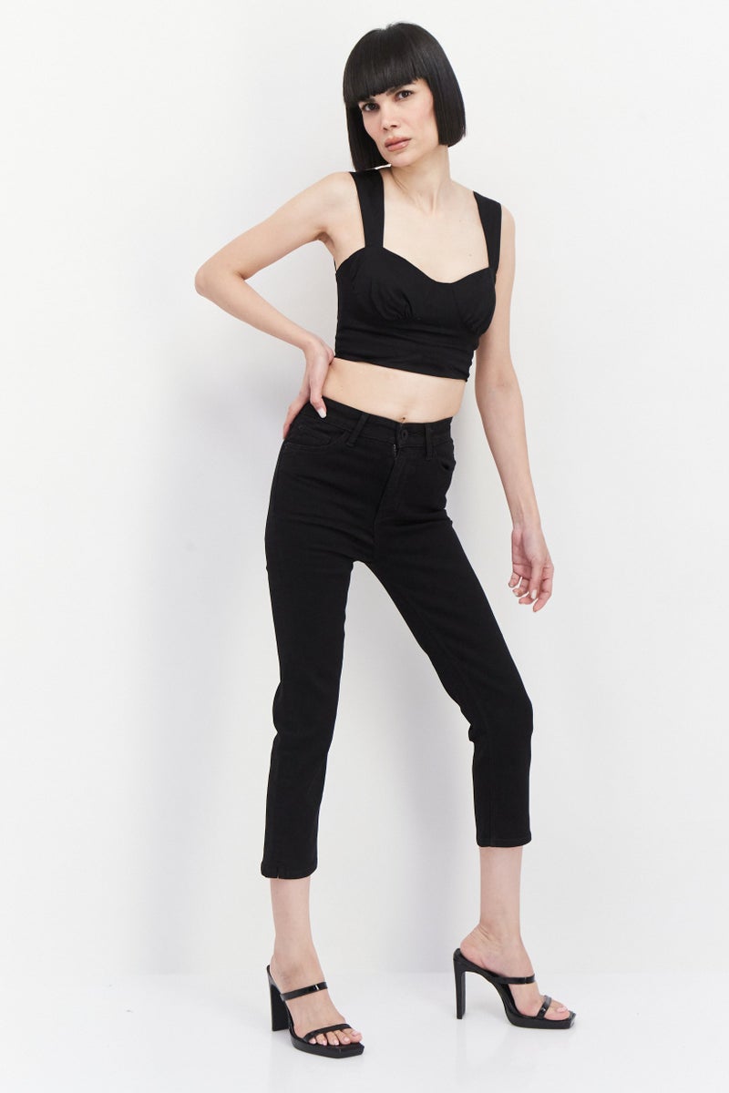 M.S Collection Women Skinny Fit Plain Non-Stretchable Jeans, Black - Image 3