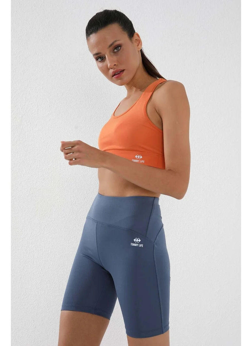 Tommy Life Petrol Women's High Waist Slimming Short Biker Leggings - 91007