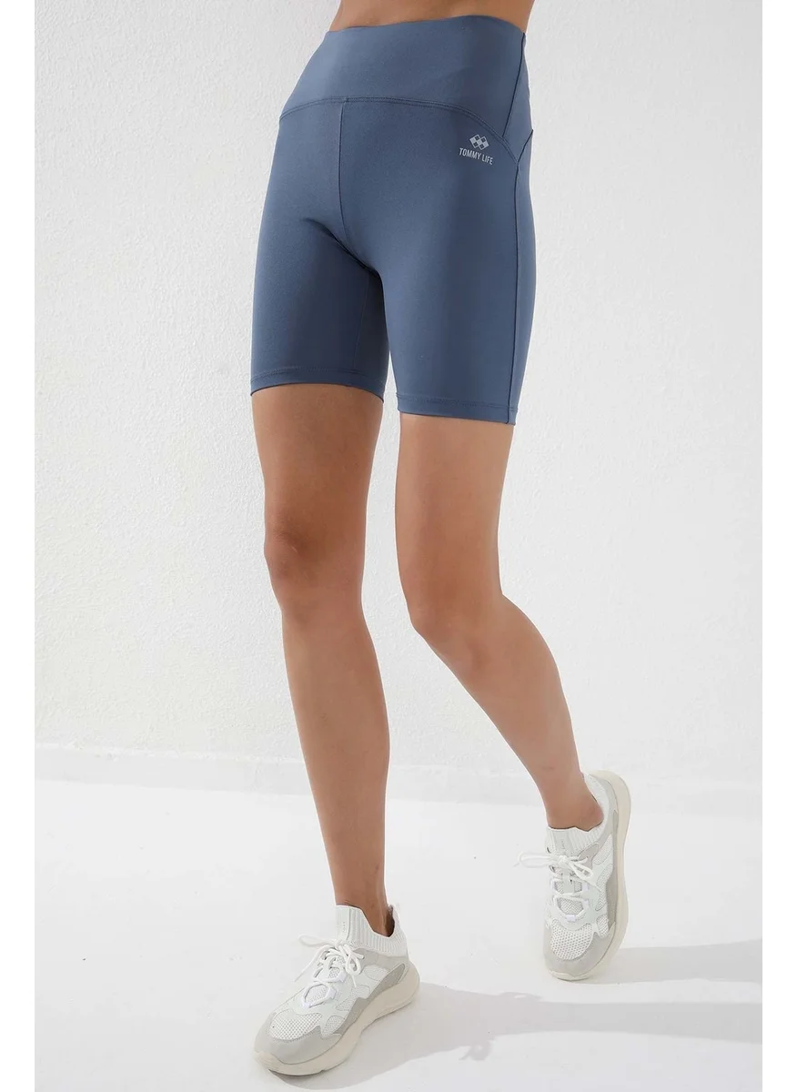 Tommy Life Petrol Women's High Waist Slimming Short Biker Leggings - 91007