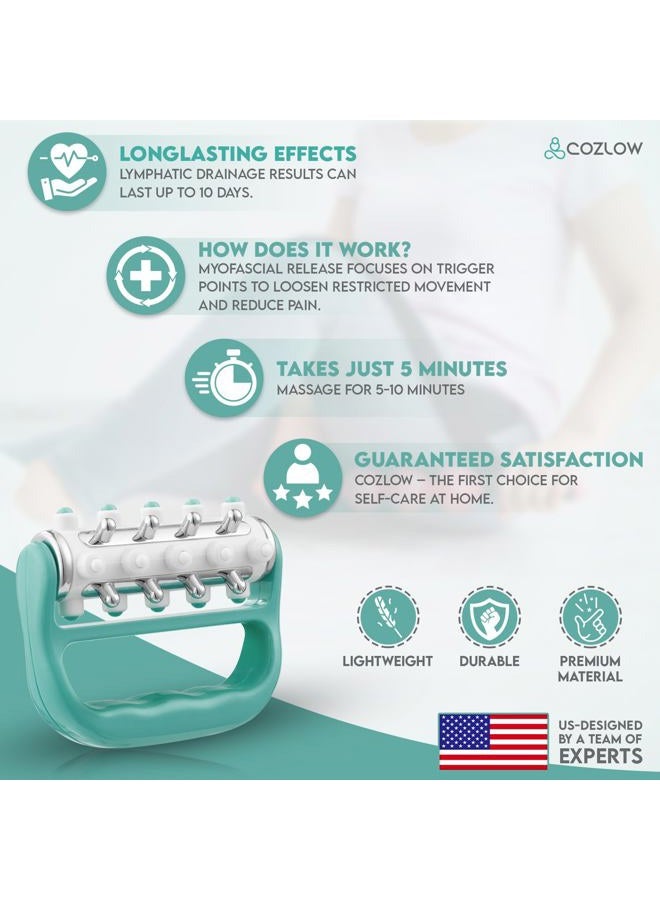 COZLOW MyoRelease Lymphatic Drainage Massager (Green), Ultimate Fascia Release & Scar Tissue Massage Tool, Personal Handheld Massage Roller for Shoulder, Neck, Thigh, Leg & Back - Image 5