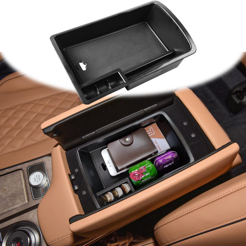 TACOBRO Center Console Organizer Tray Compatible with Genesis GV80 2021 2022 2023 2024 Accessories Secondary Storage Armrest Glove Box Black Trim Not Fit 2025 - Image 2