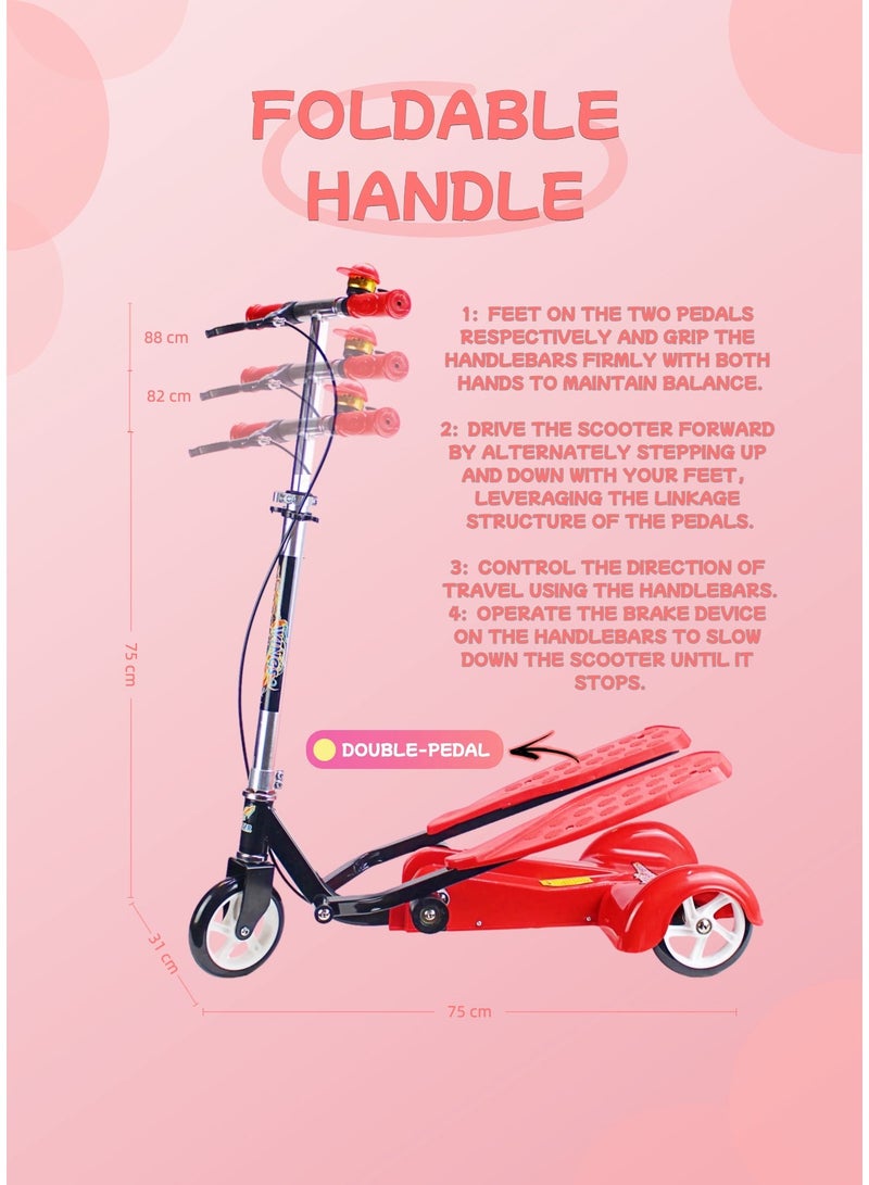 EASY FUTURE Boys & Girls Kick Scooter Smart Dual Pedal 3-Wheel Scooter with Adjustable Foldable Handlebar Including Protective Gear Set - Image 2